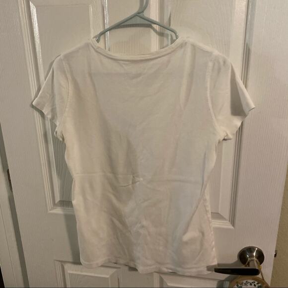 LOT of 3 White & Dark Red Solid Tee Shirts for Layering Women Junior Size Medium - Picture 14 of 15